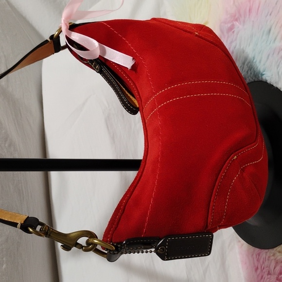 RARE! Coach Mini Red Suede Soho Handbag W Hangtag - Picture 2 of 13
